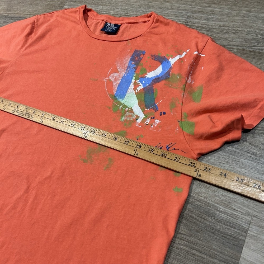 Vintage Polo Ralph Lauren Orange Costal Painted Graphic TShirt Men's Size XL 90s - Picture 4 of 7